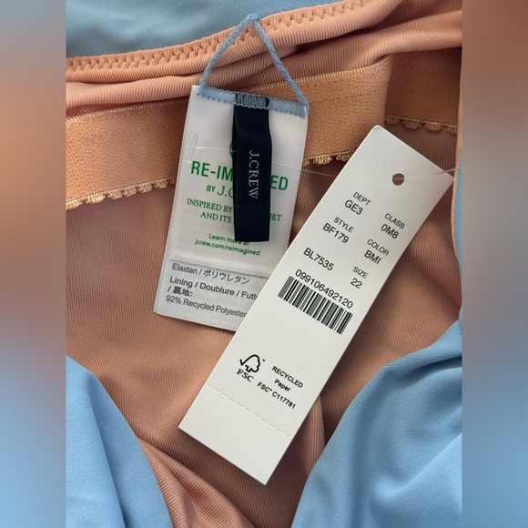 NEW | J. CREW | Ruched Squareneck One Piece Swimsuit- Light Blue - Size 22 - Picture 3 of 3